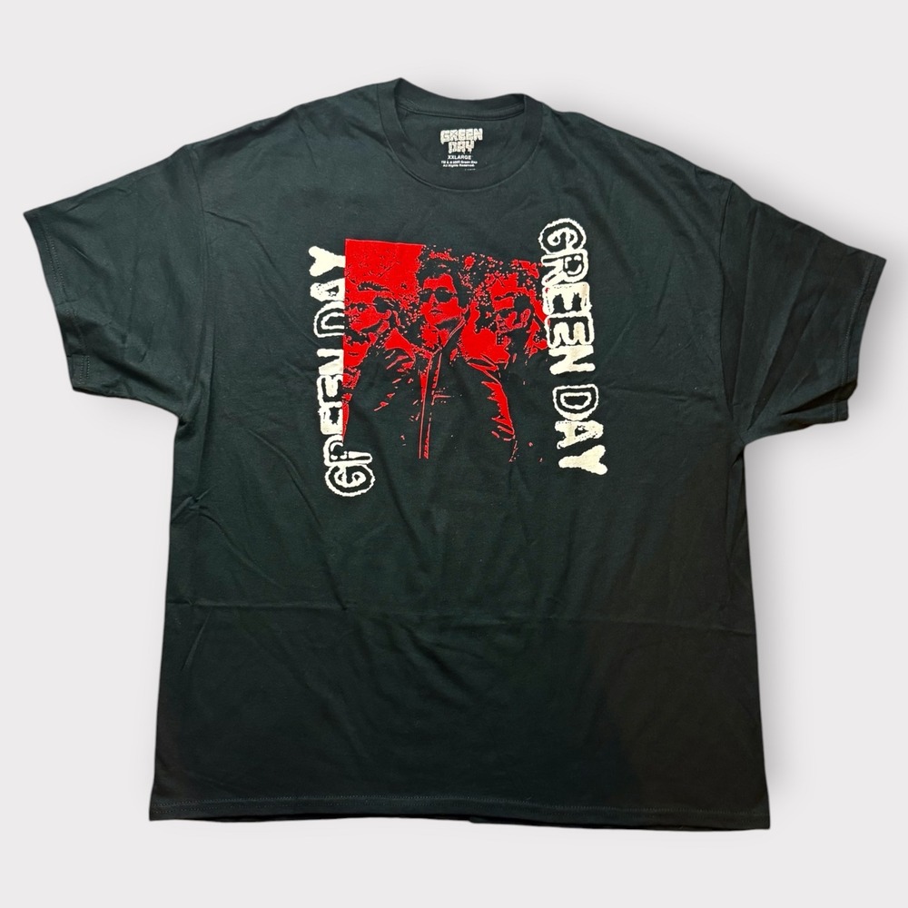 Green Day Band T-Shirt Mens XXLarge Black Red Graphic Tee 2025 Cotton XXL